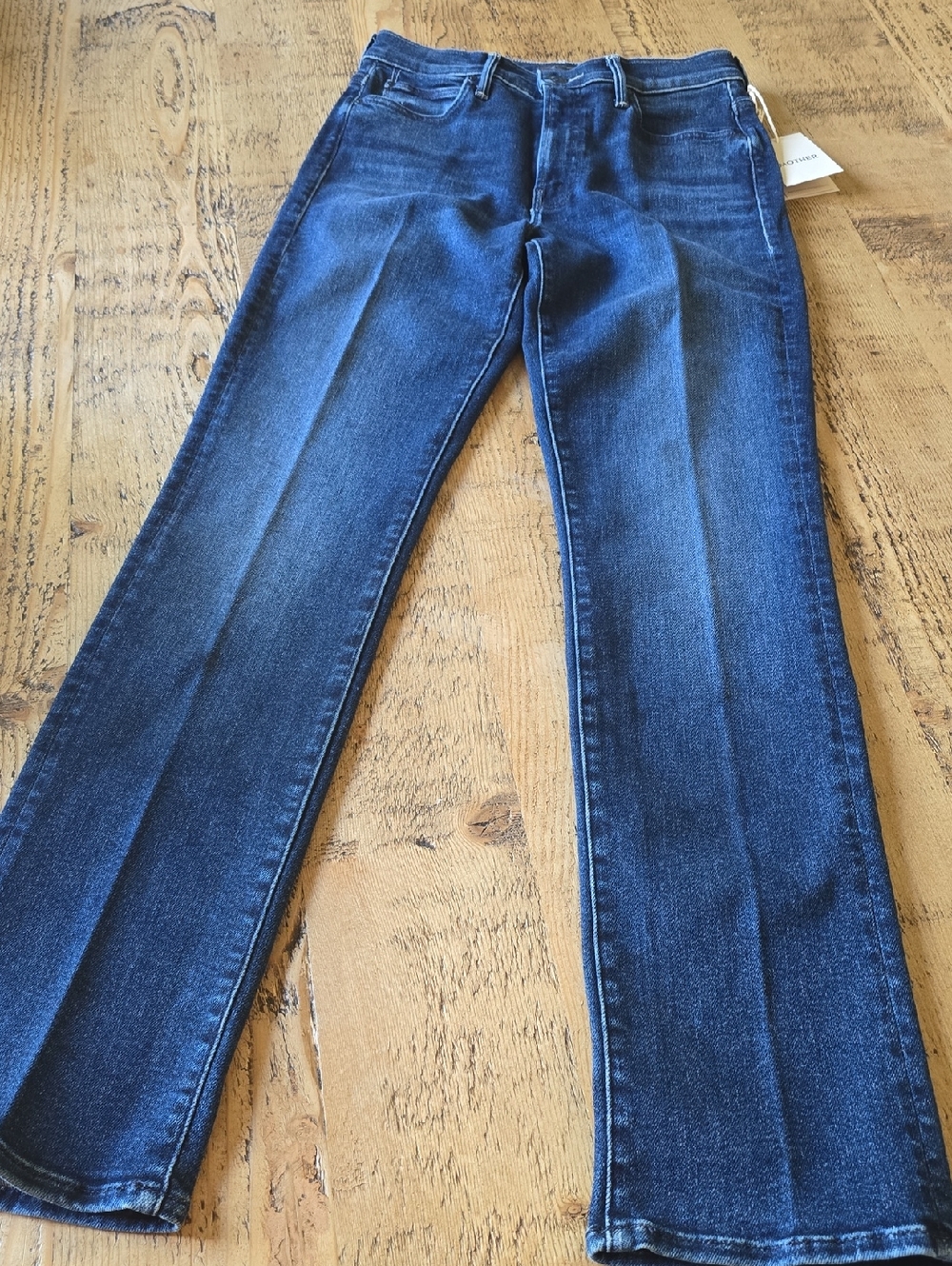 MOTHER Straight-Leg Jeans in Dark Blue Denim